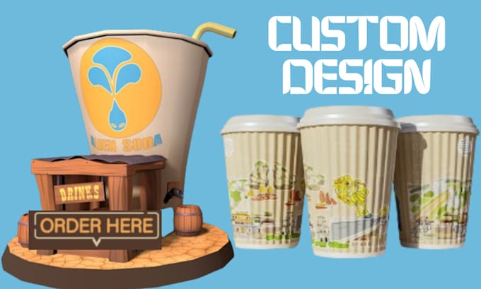 Gig Preview - Do unique paper coffee cup, paper cup, ice cream cups design, tshirts design