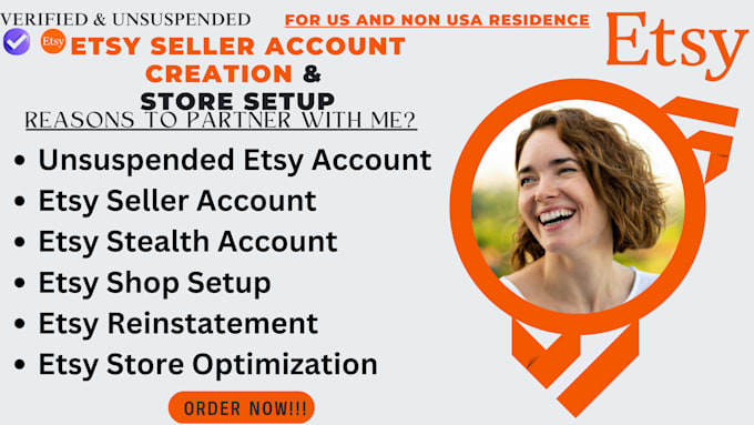 Gig Preview - Unsuspended etsy account creation etsy seller account etsy stealth etsy listing