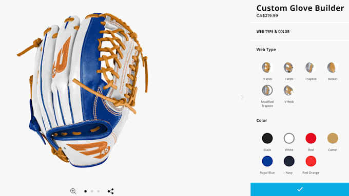 Gig Preview - Build 2d 3d baseball, softball glove product configurator on kickflip and zakeke