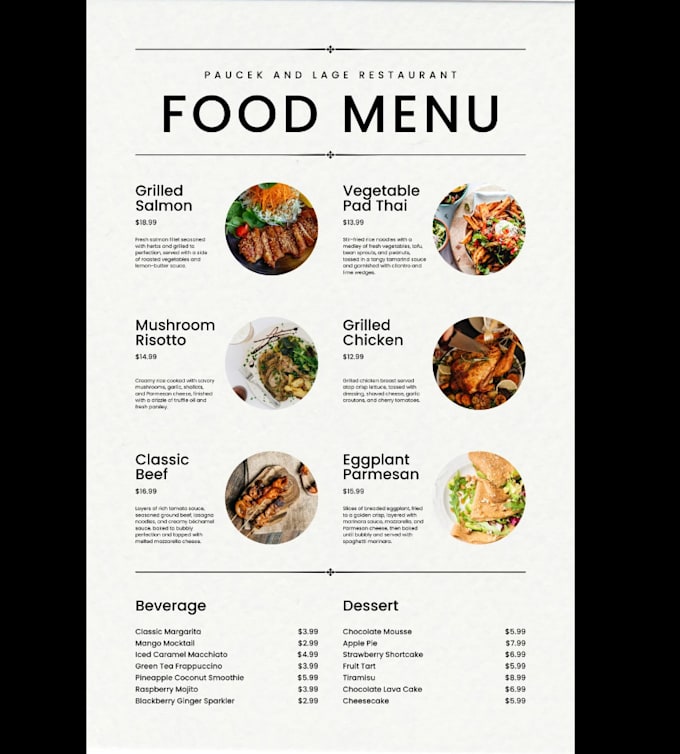 Gig Preview - Create a custom, eye catching restaurant menu design