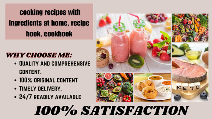 Gig Preview - Write cooking recipes with ingredients at home, recipe book, cookbook