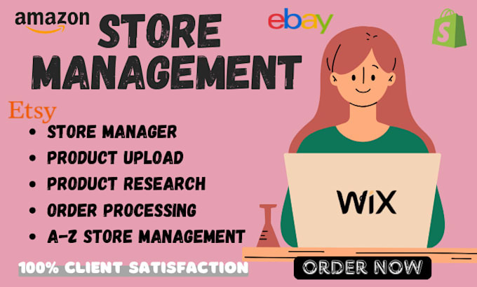 Gig Preview - Manage shopify, amazon, ebay, wix, woocommerce walmart website virtual assistant