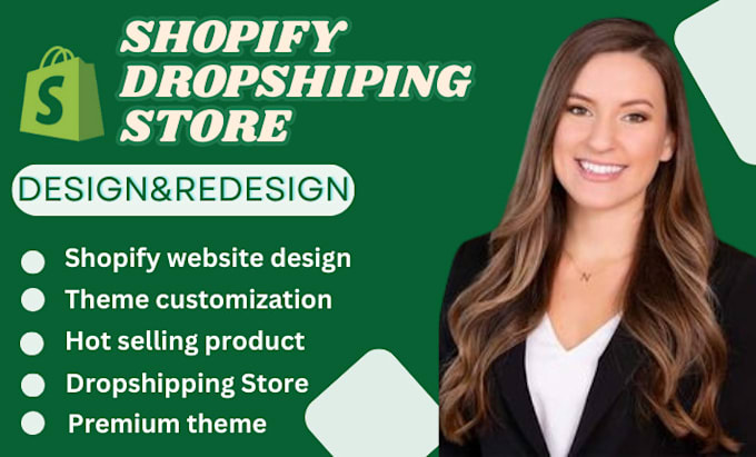 Gig Preview - Build shopify store design redesign dropshipping store with ecommerce website