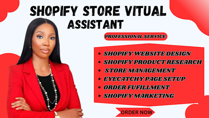 Gig Preview - Be your shopify store virtual assistant store manager and shopify marketing