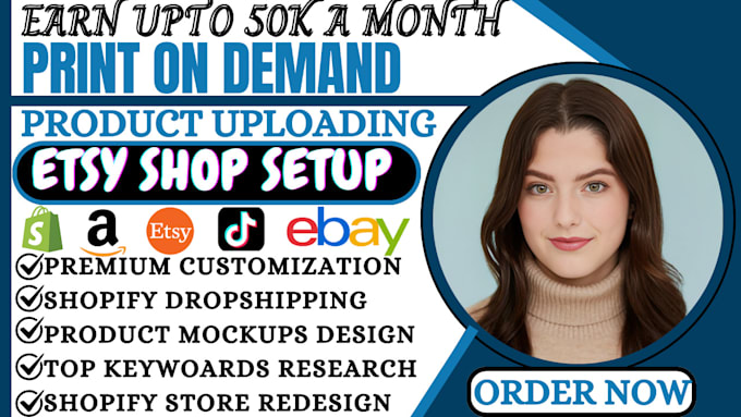 Gig Preview - Do etsy SEO print on demand setup, redesign shopify dropshipping store, etsy pod