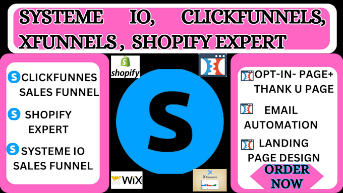 Gig Preview - Be your clickfunnels sales funnel, systeme io,  xfunnel, wix, shopify expert