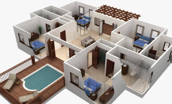 Gig Preview - Do  architectural 2d, 3d floor plans, exterior and interior realistic renders