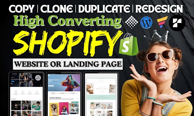 Gig Preview - Copy clone duplicate shopify store, design or redesign shopify landing page