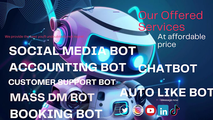 Gig Preview - Create a bot for your business for mass dm, auto like, reply