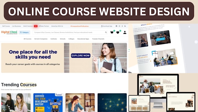 Gig Preview - Design online course website on podia, thinkific, kajabi, learndash, learnpress