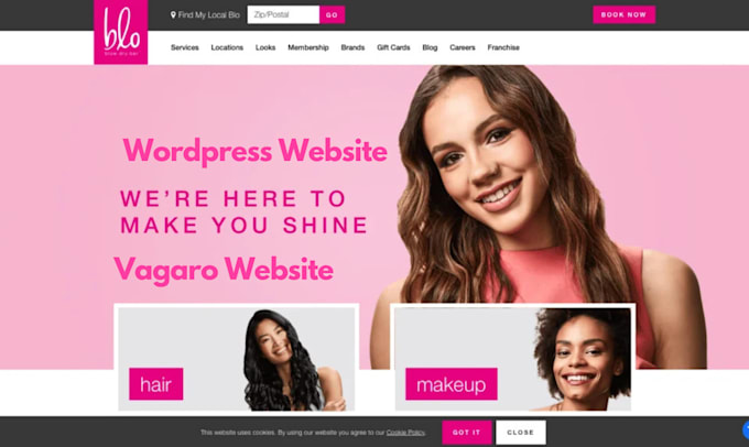 Gig Preview - Design hair salon beauty salon and spa vagaro mindbody wordpress website