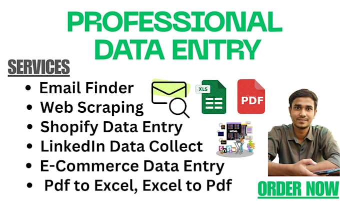 Gig Preview - Do professional data entry, email finder and ecommerce job