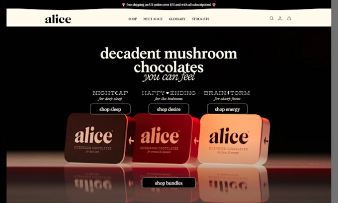 Gig Preview - Design profitable mushroom chocolate shopify store food dropshipping  website