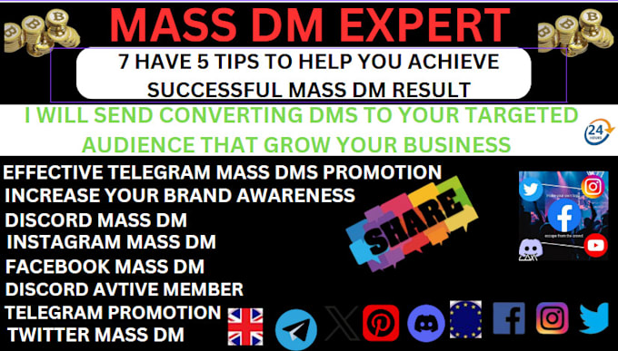 Gig Preview - Send effective mass dm telegram, instagram,twitter mass dm to targeted audience