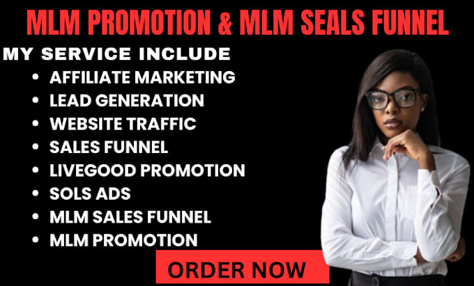 Gig Preview - Do mlm promotion, mlm sales funnel, affiliate link promotion mlm leads, solo ads