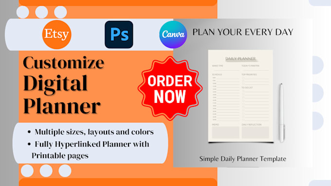 Gig Preview - Hyperlinked digital planner for etsy