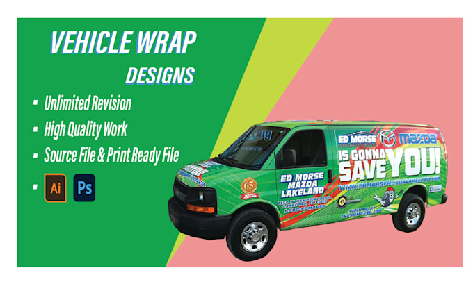 Gig Preview - Do creating professional van, vehicle, and food truck wrap designs