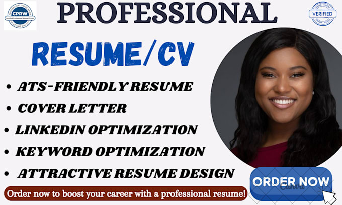 Gig Preview - Write a professional ats friendly resume, cv, cover letter and linkedin seo