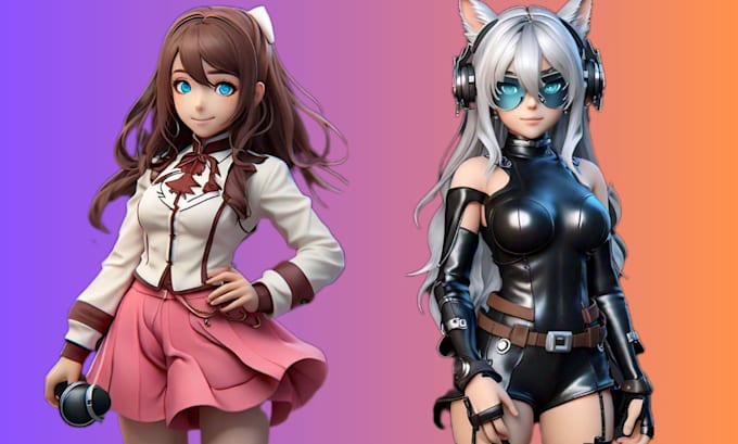 Gig Preview - 3d character modeling custom vrchat 3d vtuber characters rigging vrc avatar