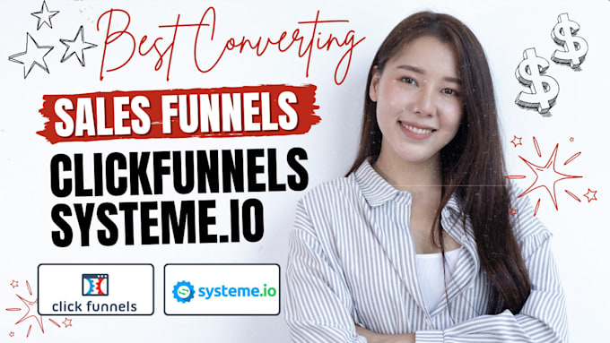 Gig Preview - Design sales funnels, landing pages, in systeme io clickfunnels, kajabi website