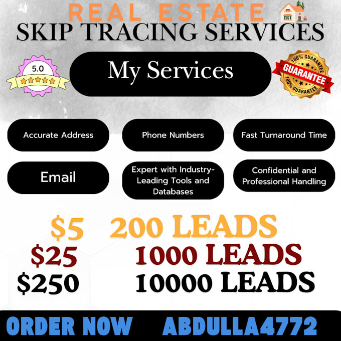 Gig Preview - Do skip tracing for real estate and llc skip tracing in bulk