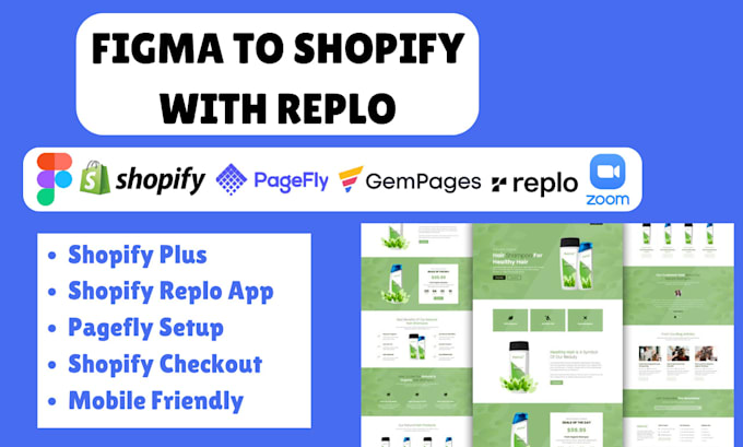 Gig Preview - Build one product shopify store or landing page by replo gempages pagefly