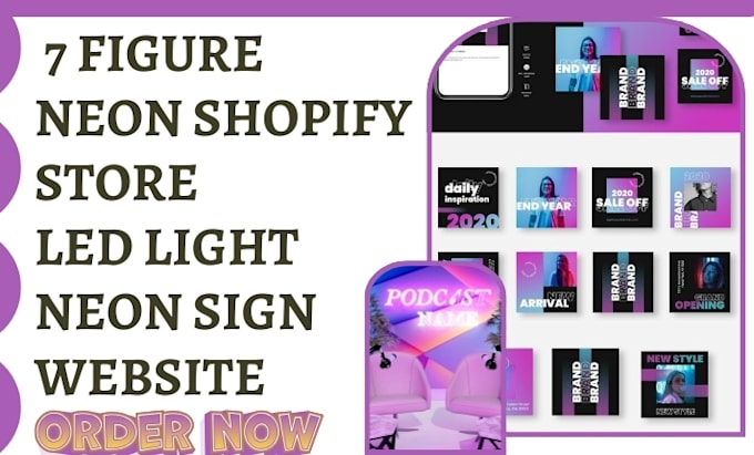 Bestseller - design sleek led light neon website neon light store neon logo neon sign website