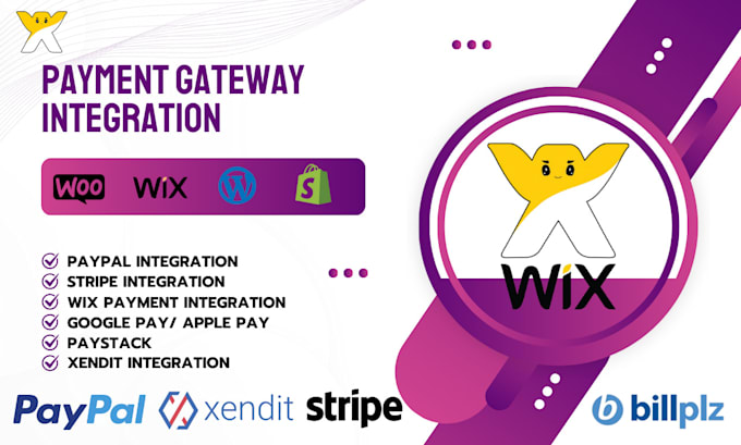 Gig Preview - Do wix payment integration, xendit, billpz, paypal and stripe, wix redesign