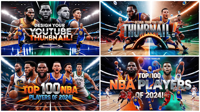 Gig Preview - Design high quality and CTR youtube thumbnail for basketball and nba