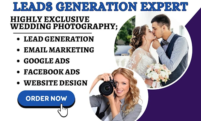 Gig Preview - Generate exclusive wedding photography leads event planning website videography