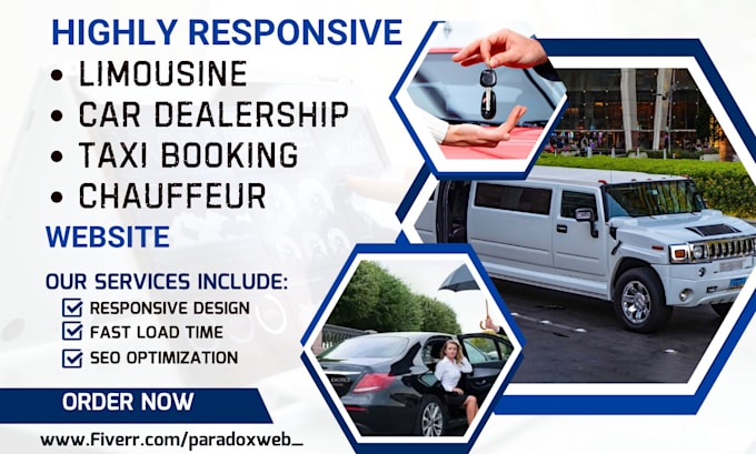 Gig Preview - Design limousine website car dealership taxi booking chauffeur website