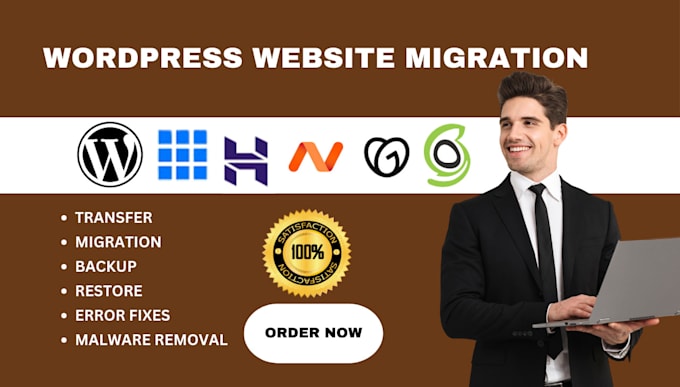 Gig Preview - Migrate, backup, move, transfer your wordpress website to a new host or domain