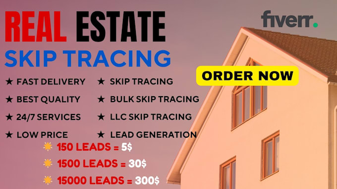 Gig Preview - Skip tracing for real estate and llc skip tracing in bulk