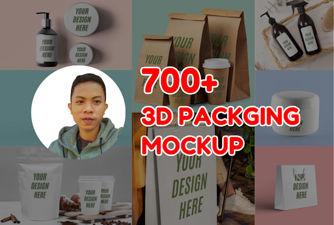 Gig Preview - Create 3d packging mockup, bottle, box, coffee cup, more