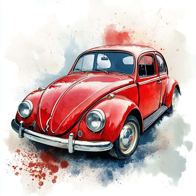 Gig Preview - Sketch a realistic watercolor portrait of a car bike or other object