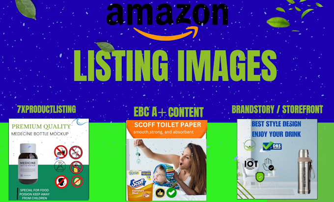 Gig Preview - Do amazon listing images design, amazon infographic, product listing image