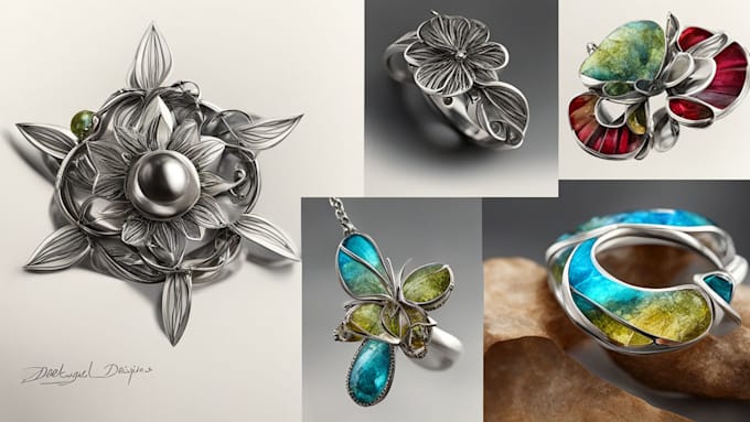 Gig Preview - Draw jewelry designs, jewelry sketches based on nature objects