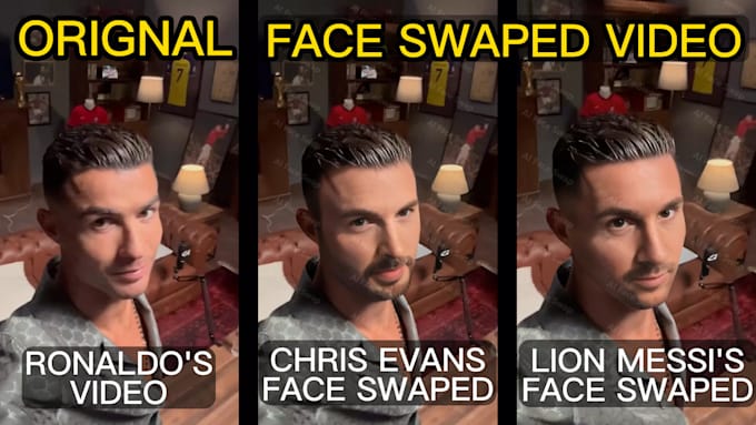 Gig Preview - Realistic face swap head swap ai face swap video face replacement head faceswap