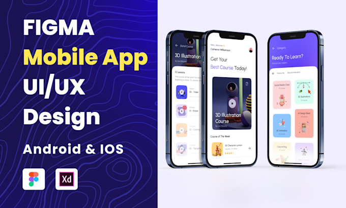 Gig Preview - Do mobile app ui ux design, figma app design, web app design figma, adobe xd