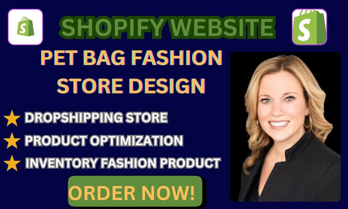 Gig Preview - Do a pet website design shopify dropshipping store pet bag fashion store shopify