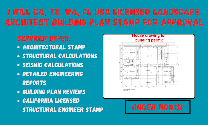 Gig Preview - Do california stamp structural engineer architectural stamp licensed engineer