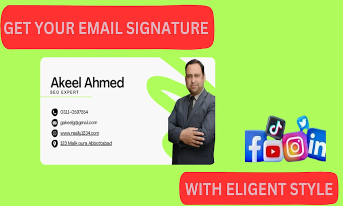 Gig Preview - Make professional HTML email signature with clickable icons