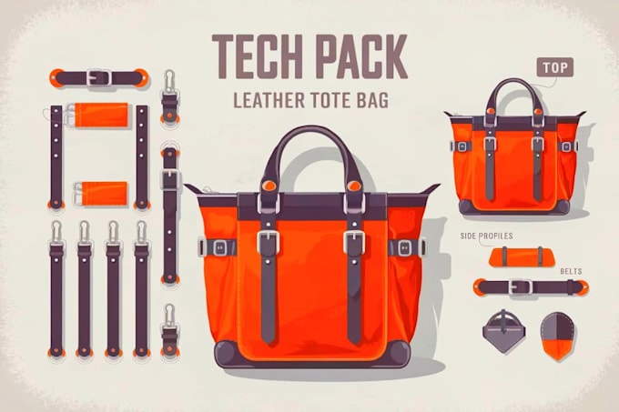 Gig Preview - Design handbag, backpack, belt, tote bag with it accessories tech pack