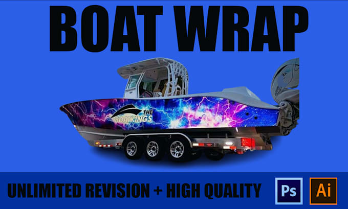 Bestseller - create custom boat wrap design, 3d ship wrap, vinyl boat wrap and jet ski wrap