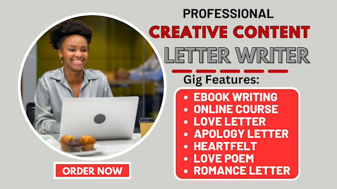 Gig Preview - Ghostwrite ebook online course, love letter, apology letter, love poem heartfelt