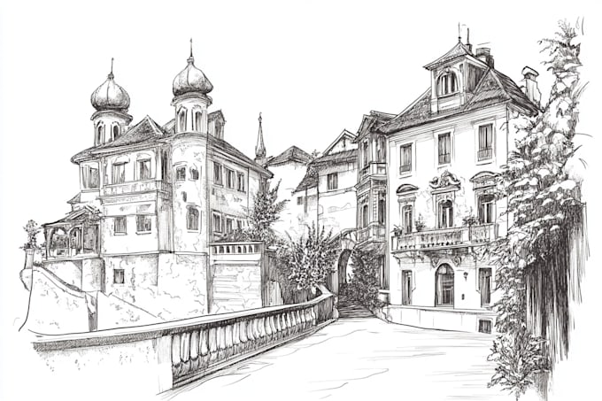 Gig Preview - Vector sketch favorite place, city, house illustration