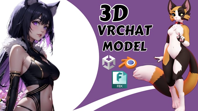 Gig Preview - Upload create vrchat avatar vtuber model furry avatar 3d model in unity