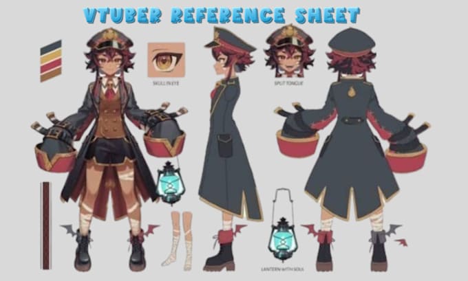 Gig Preview - Draw vtuber reference sheet for your furry, anime, oc and character design