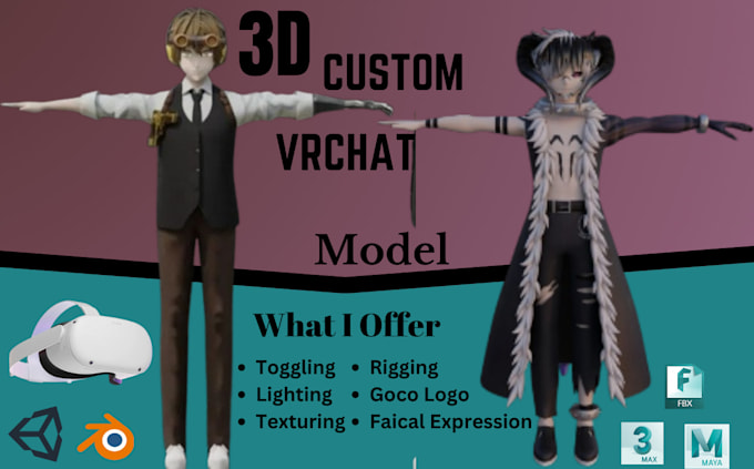 Gig Preview - Create custom 3d rig furry fusona 3d anime vrchat avatar vrc avatar for vrchat