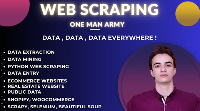 Gig Preview - Do website scraping, python web scraping, create scraping bot